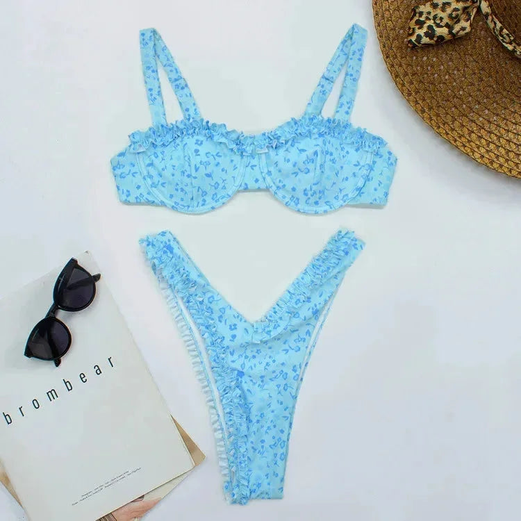 Céline | Bikini Deux Pièces Imprimé Froufrous