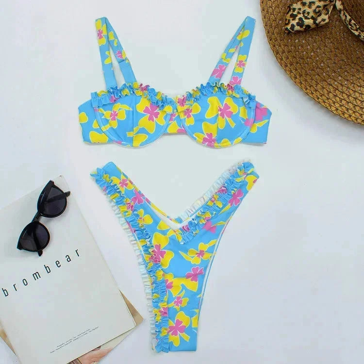 Céline | Bikini Deux Pièces Imprimé Froufrous