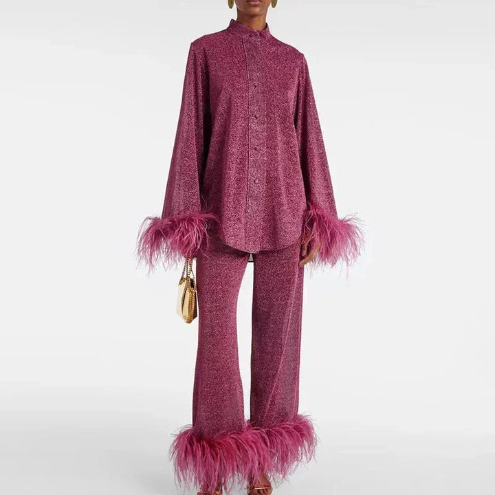 Céline | Ensemble Femme Robe de Soirée Plumes
