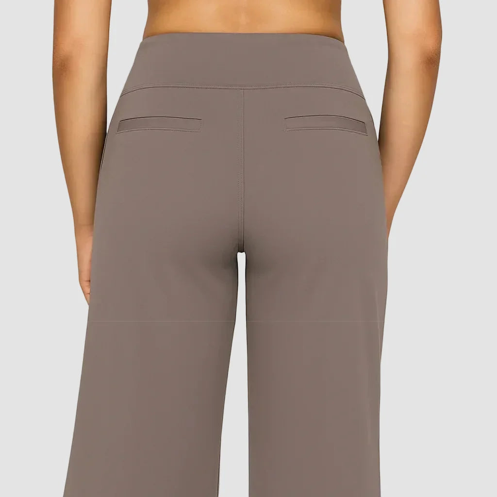 Céline | Pantalon Taille Haute Large Femme Gris Anthracite