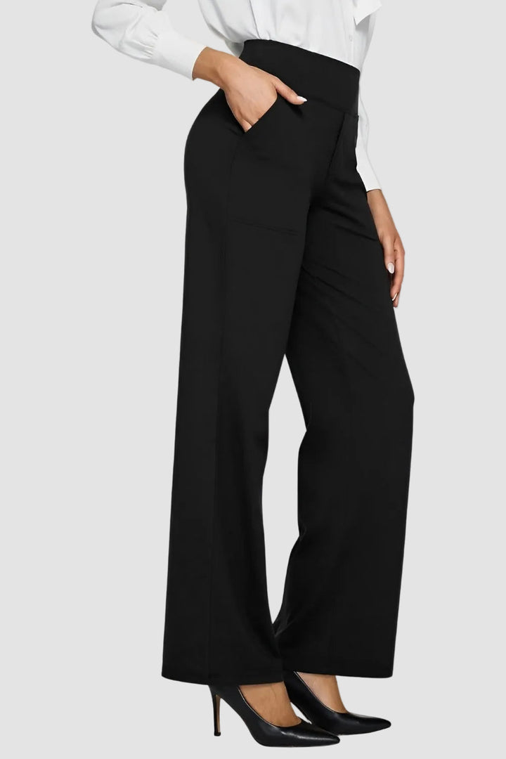 Céline | Pantalon Taille Haute Large Femme Gris Anthracite