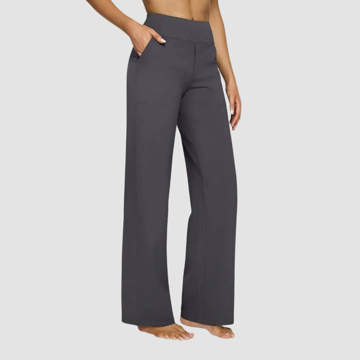 Céline | Pantalon Taille Haute Large Femme Gris Anthracite