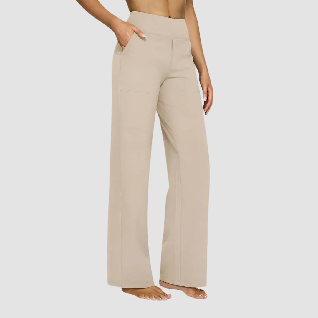 Céline | Pantalon Taille Haute Large Femme Gris Anthracite