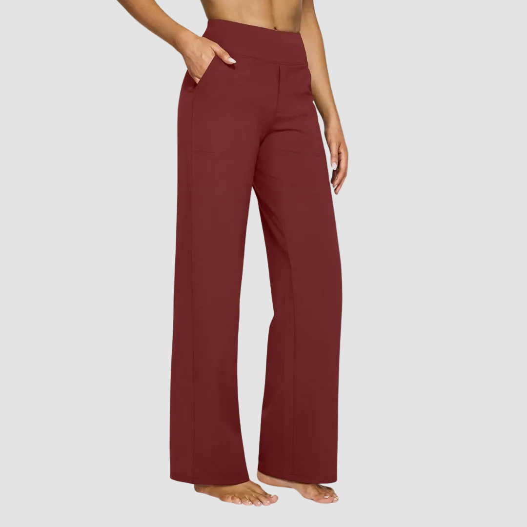 Céline | Pantalon Taille Haute Large Femme Gris Anthracite