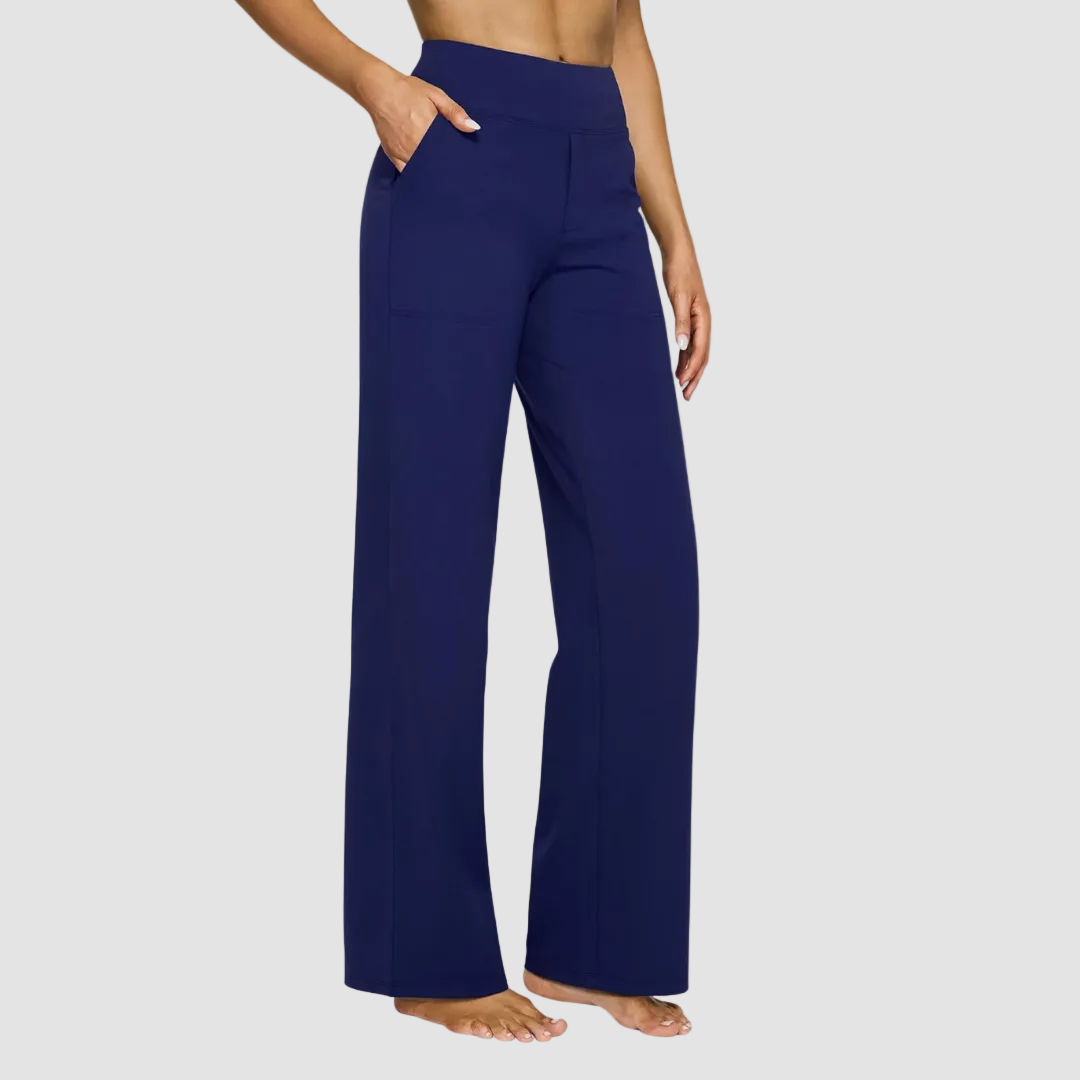 Céline | Pantalon Taille Haute Large Femme Gris Anthracite