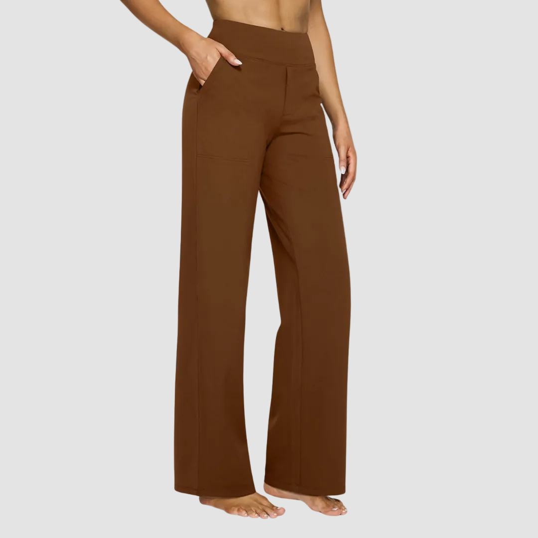 Céline | Pantalon Taille Haute Large Femme Gris Anthracite