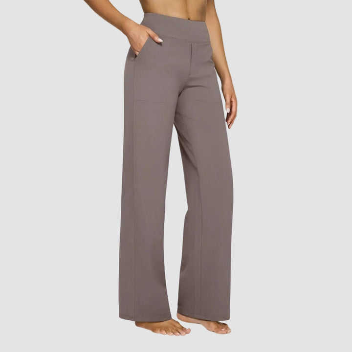 Céline | Pantalon Taille Haute Large Femme Gris Anthracite