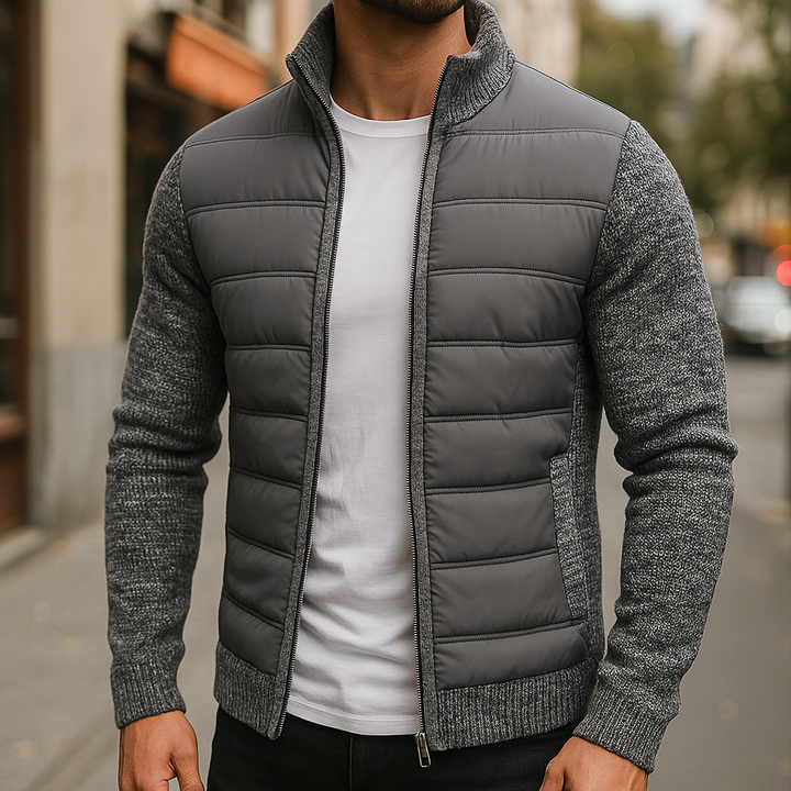 Charles | Blouson Bomber Homme Matelassé Zippé Gris