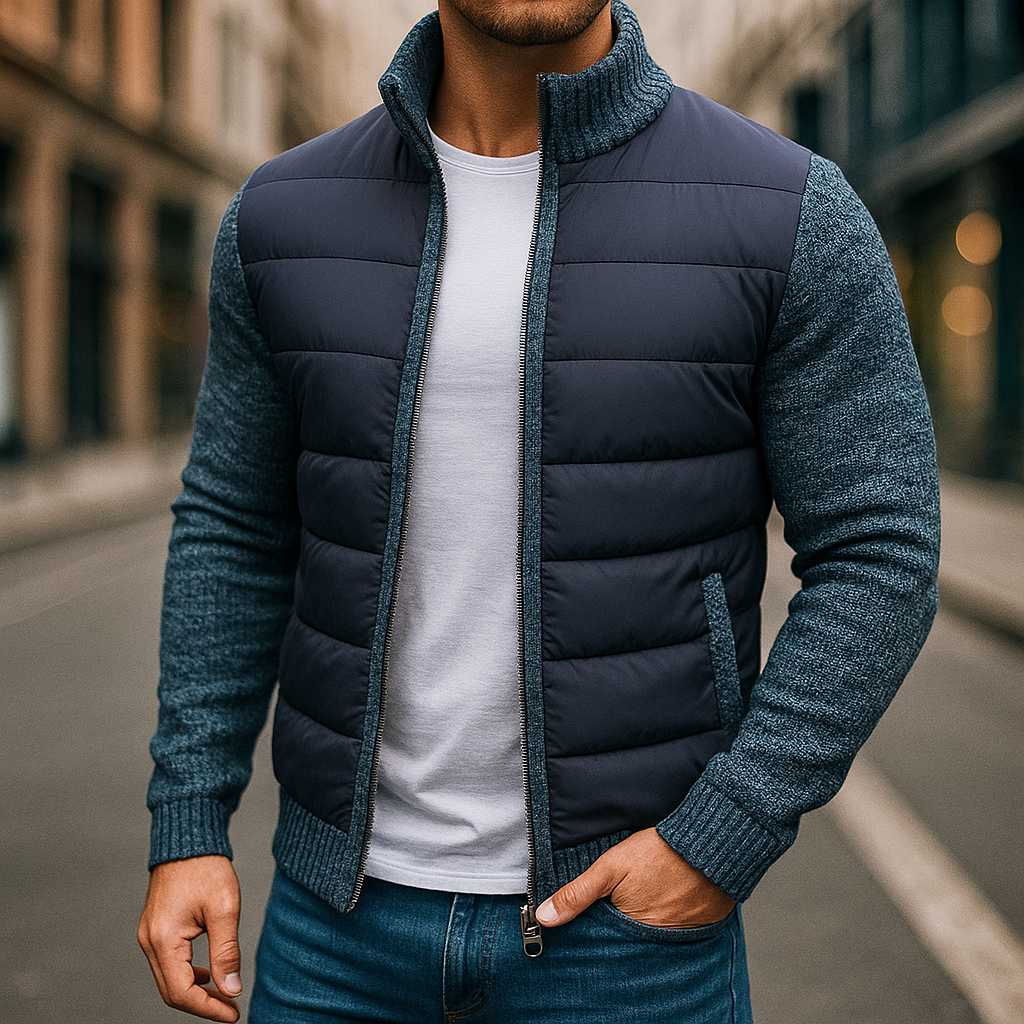 Charles | Blouson Bomber Homme Matelassé Zippé Gris