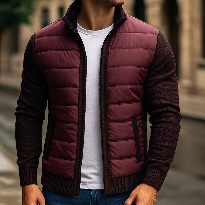 Charles | Blouson Bomber Homme Matelassé Zippé Gris