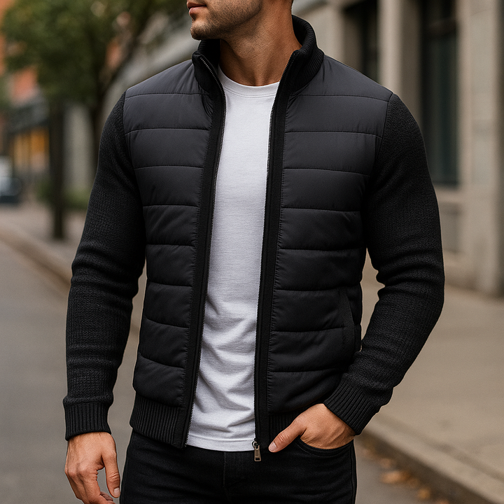 Charles | Blouson Bomber Homme Matelassé Zippé Gris
