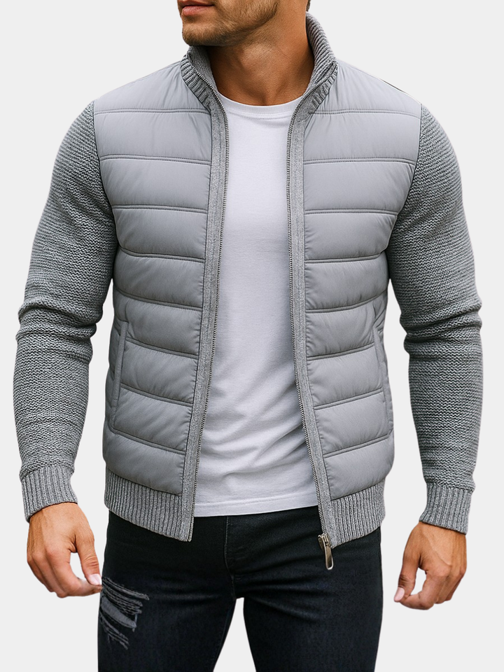 Charles | Blouson Bomber Homme Matelassé Zippé Gris