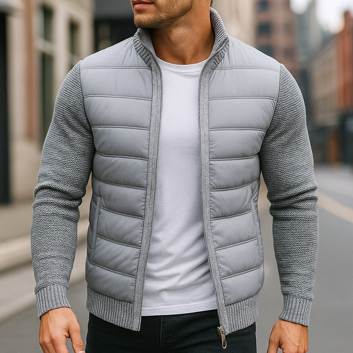 Charles | Blouson Bomber Homme Matelassé Zippé Gris