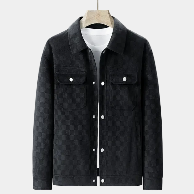 Charles | Veste Homme Kaki à Carreaux Boutonnée Coupe Ample
