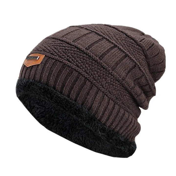 Charlie | Bonnet Maille Noir Doublé Fausse Fourrure