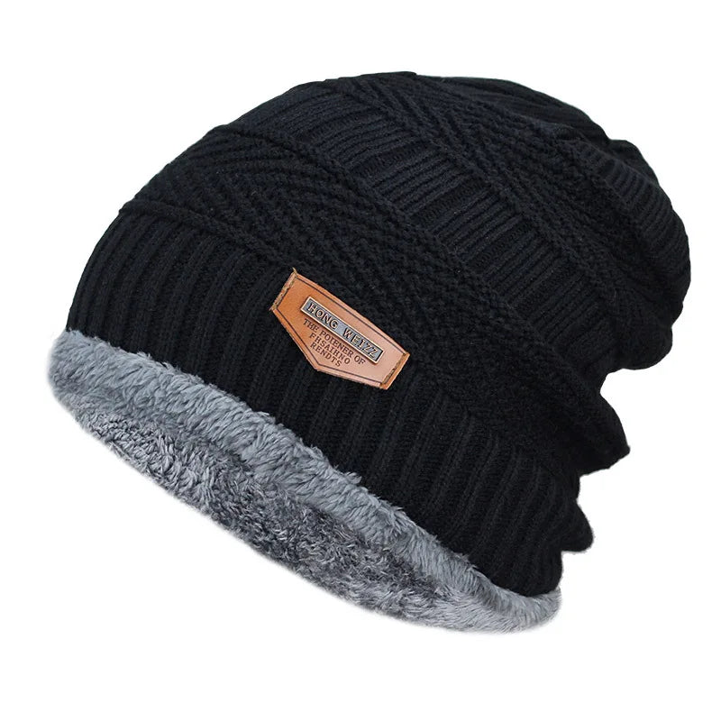 Charlie | Bonnet Maille Noir Doublé Fausse Fourrure
