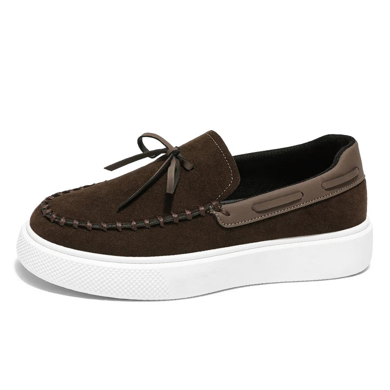 Charlie | Mocassin Homme Femme Plateforme Suède Noir