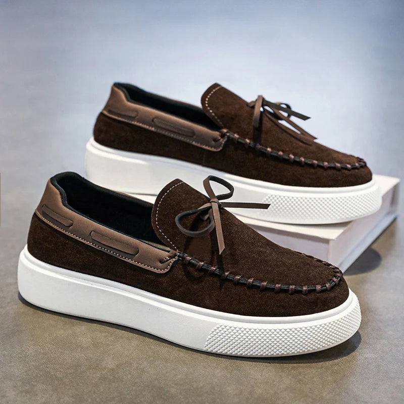 Charlie | Mocassin Homme Femme Plateforme Suède Noir