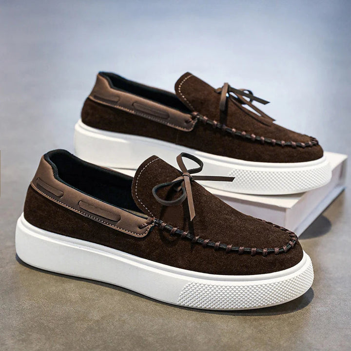Charlie | Mocassin Homme Femme Plateforme Suède Noir