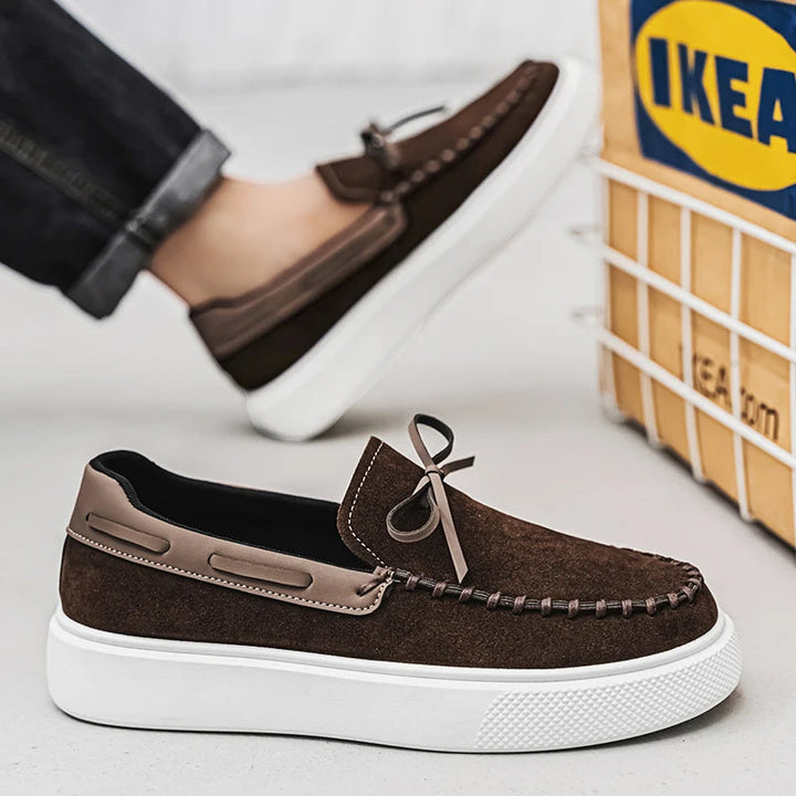 Charlie | Mocassin Homme Femme Plateforme Suède Noir