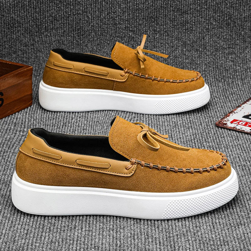 Charlie | Mocassin Homme Femme Plateforme Suède Noir
