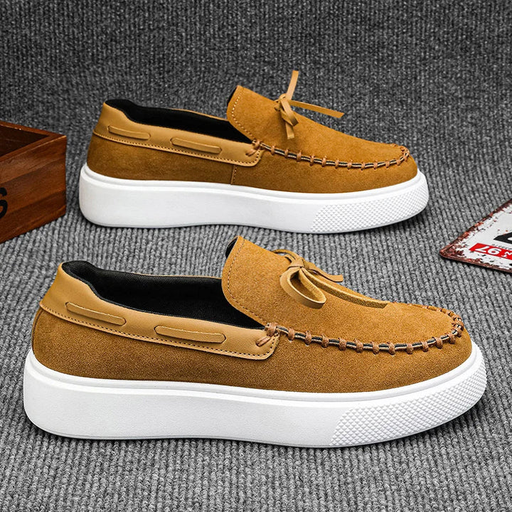 Charlie | Mocassin Homme Femme Plateforme Suède Noir