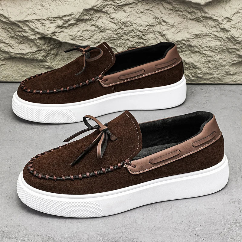 Charlie | Mocassin Homme Femme Plateforme Suède Noir