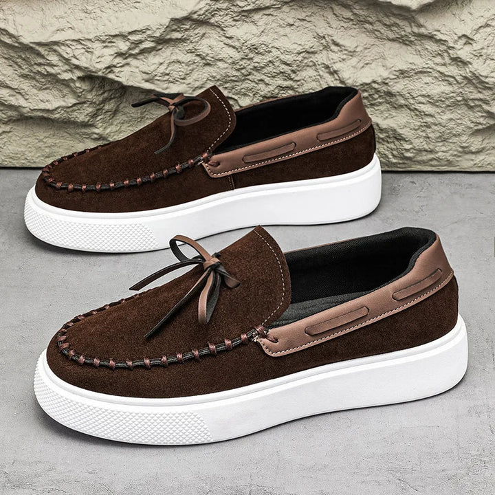 Charlie | Mocassin Homme Femme Plateforme Suède Noir