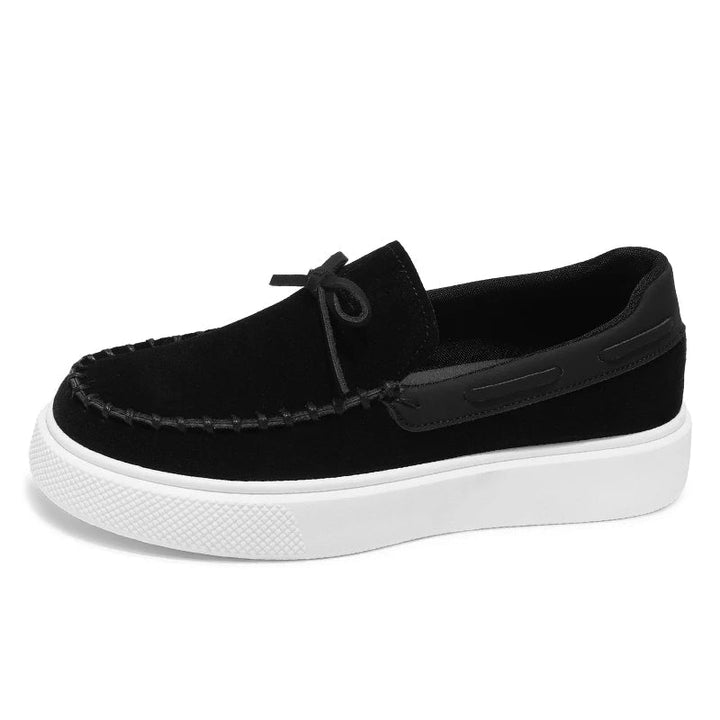 Charlie | Mocassin Homme Femme Plateforme Suède Noir