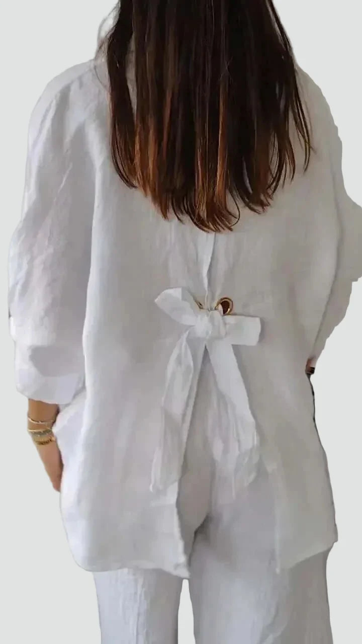 Charlotte | Chemise en Lin Blanche Femme Manches Longues Ample
