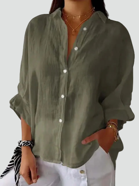 Charlotte | Chemise en Lin Blanche Femme Manches Longues Ample