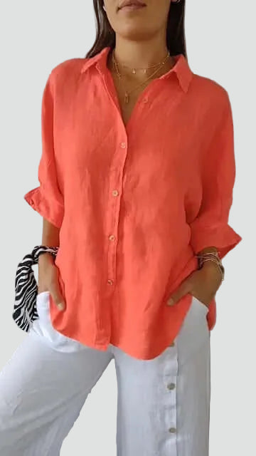 Charlotte | Chemise en Lin Blanche Femme Manches Longues Ample