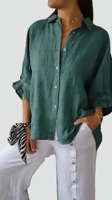 Charlotte | Chemise en Lin Blanche Femme Manches Longues Ample