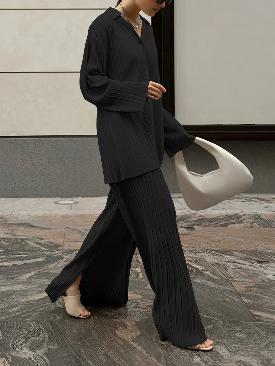 Charlotte | Ensemble Femme Pantalon Large Plissé