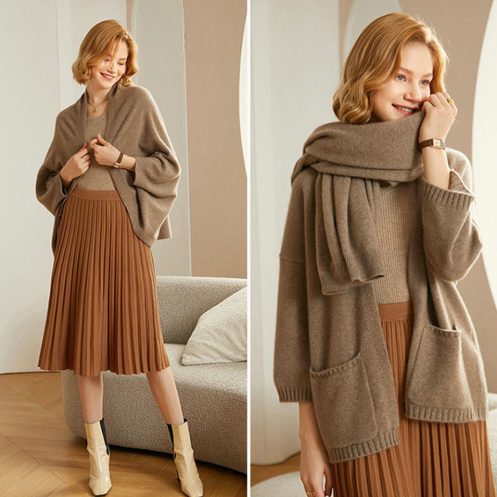 Charlotte | Gilet Crème Femme Ouvert Manches Larges