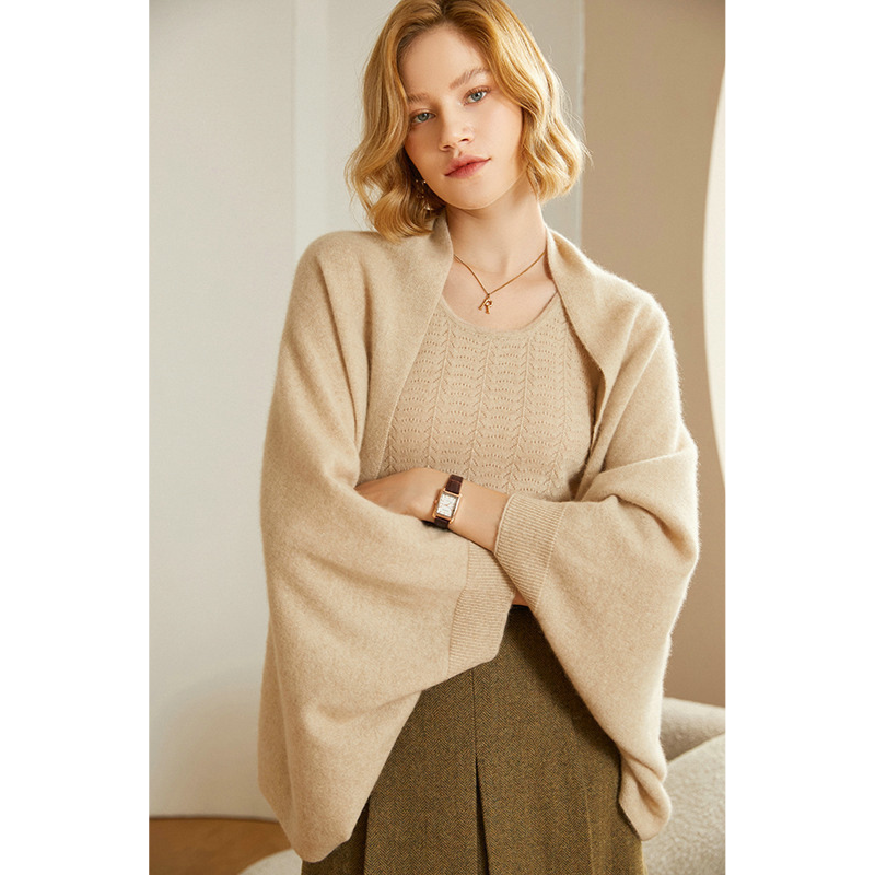 Charlotte | Gilet Crème Femme Ouvert Manches Larges