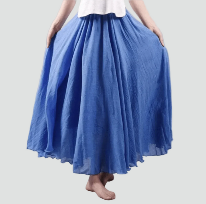 Charlotte | Jupe Longue Plissée Évasée Taille Haute Femme