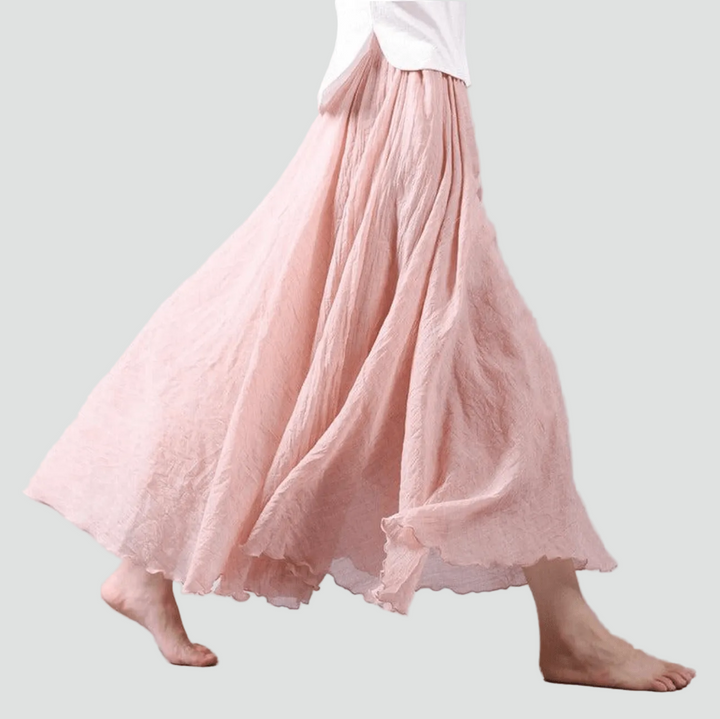 Charlotte | Jupe Longue Plissée Évasée Taille Haute Femme