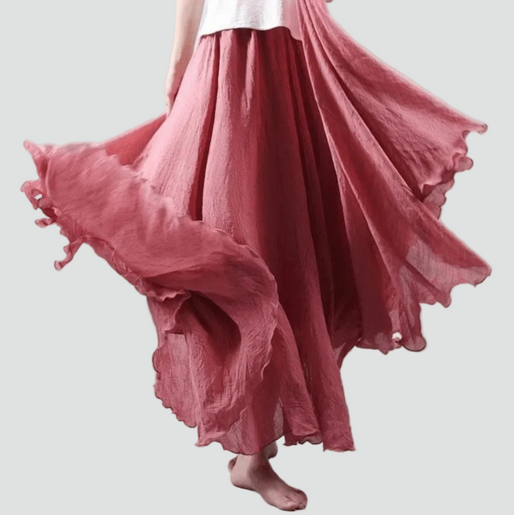 Charlotte | Jupe Longue Plissée Évasée Taille Haute Femme