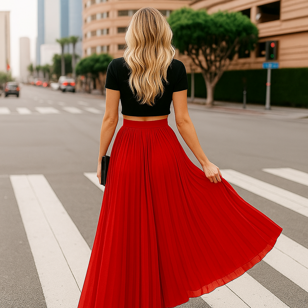 Charlotte | Jupe Longue Plissée Verte Femme