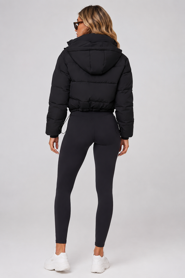 Noémie | Doudoune Courte Femme Capuche Noire