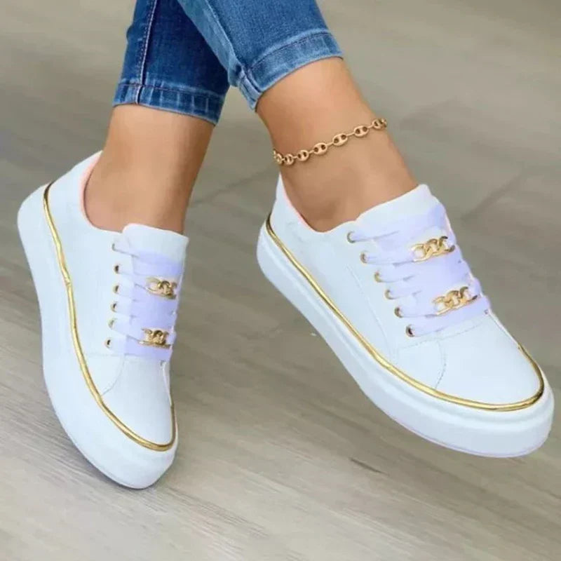 Chloé | Basket Femme Plateforme Dorée