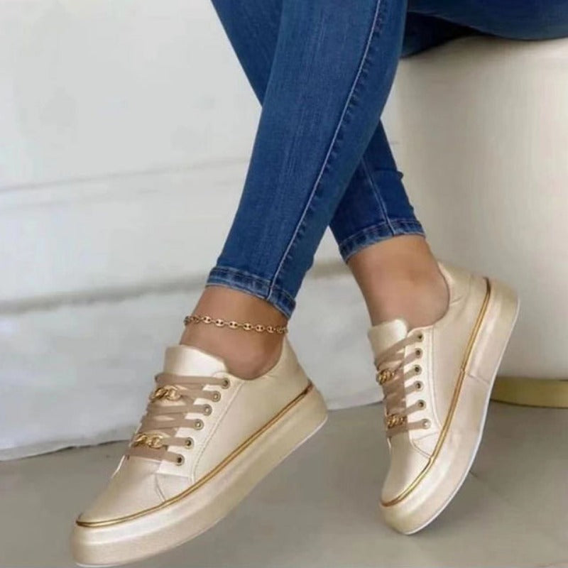 Chloé | Basket Femme Plateforme Dorée