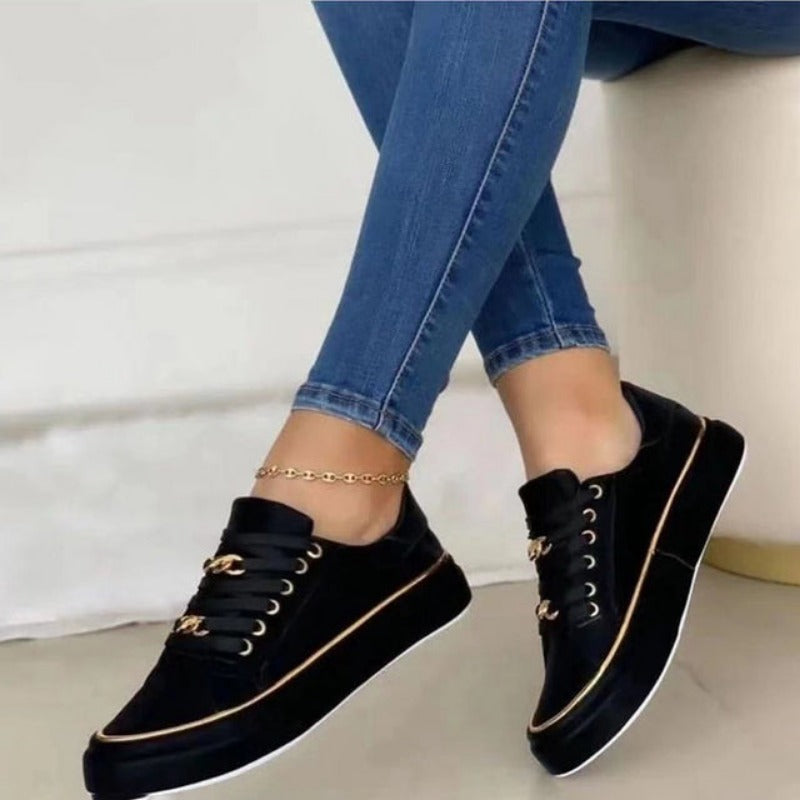 Chloé | Basket Femme Plateforme Dorée