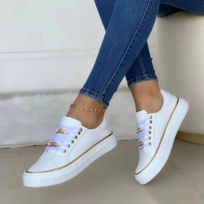 Chloé | Basket Femme Plateforme Dorée