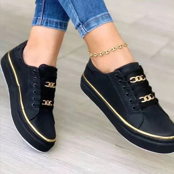 Chloé | Basket Femme Plateforme Dorée