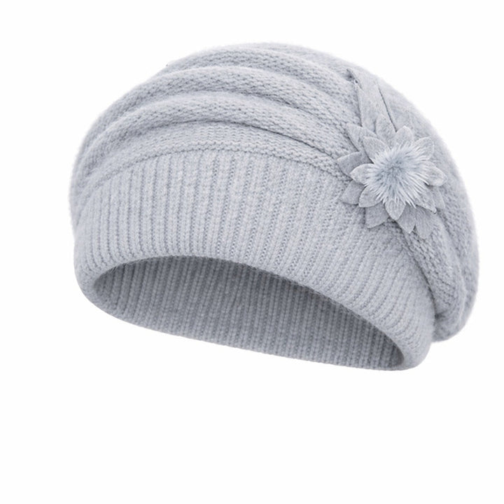Chloé | Béret Femme en Tricot Crème à Fleur