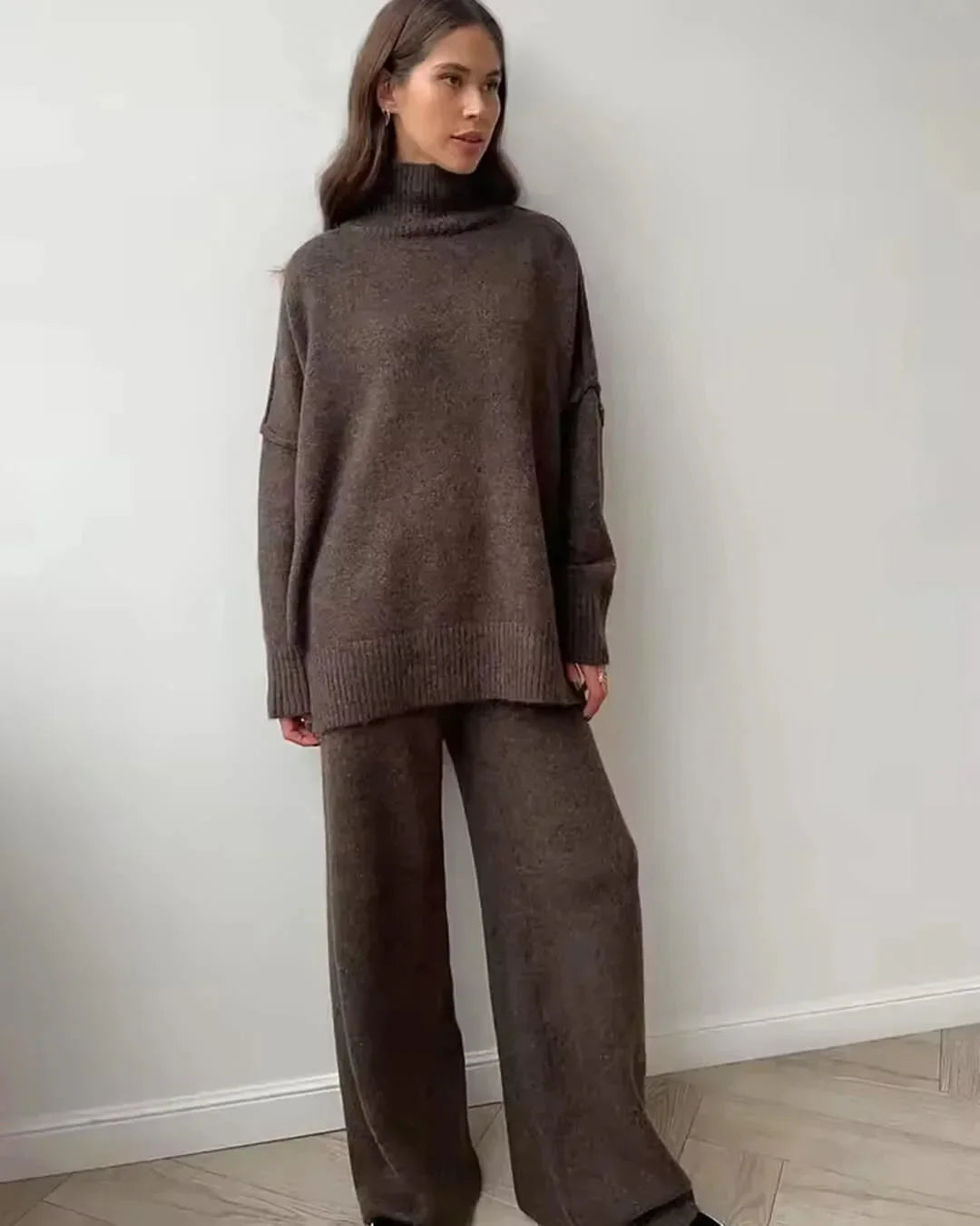 Chloé | Ensemble Tricot Femme Pull &amp; Pantalon Large