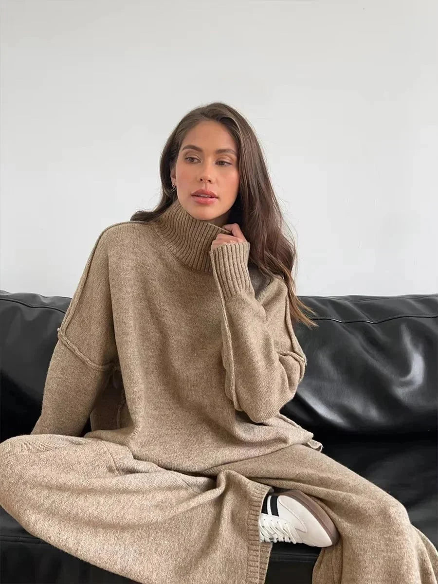 Chloé | Ensemble Tricot Femme Pull &amp; Pantalon Large