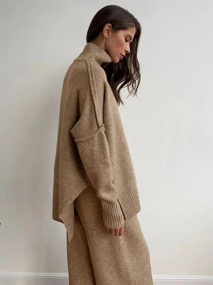 Chloé | Ensemble Tricot Femme Pull &amp; Pantalon Large